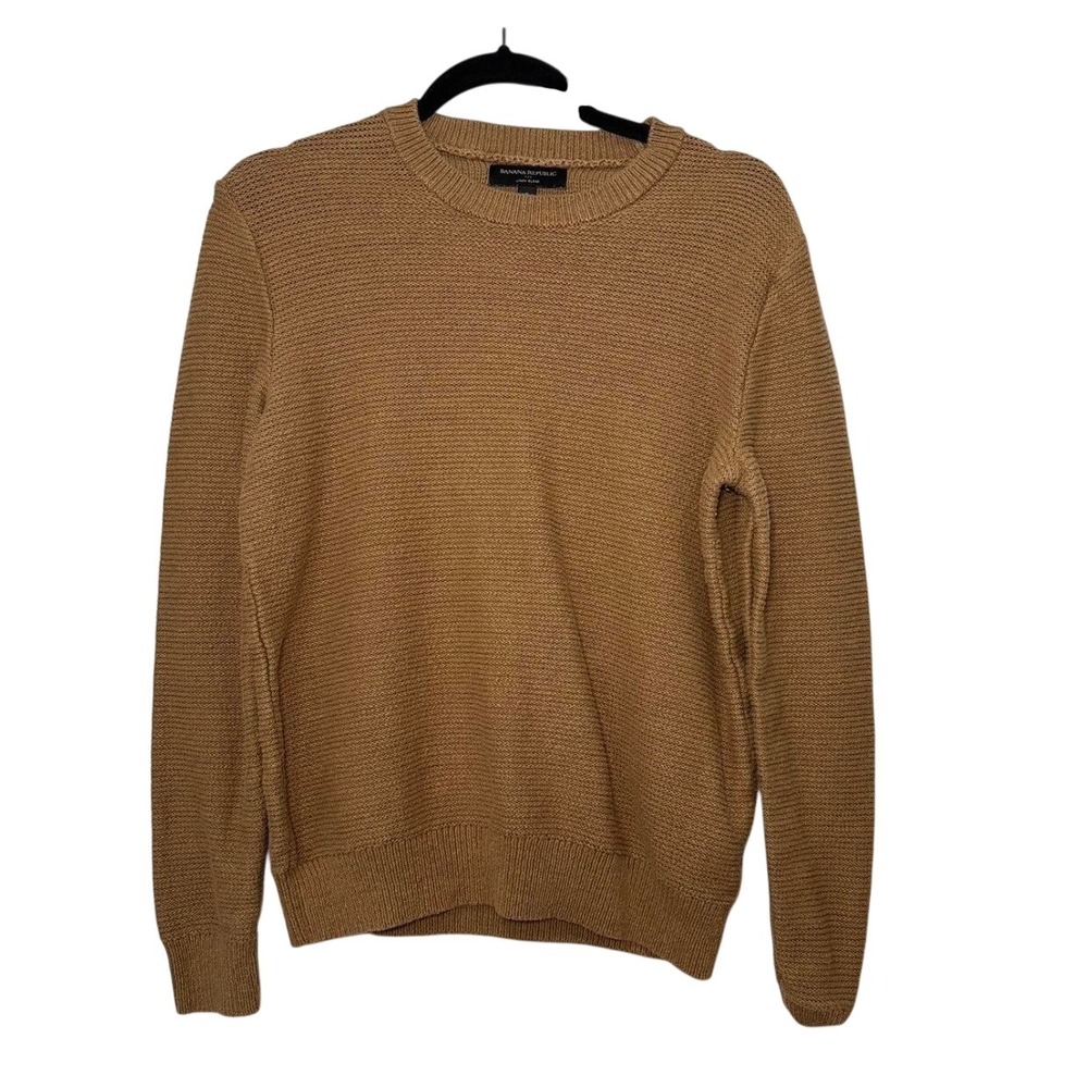 Linen Blend Banana Republic Men's Brown Crewneck Sweater Small